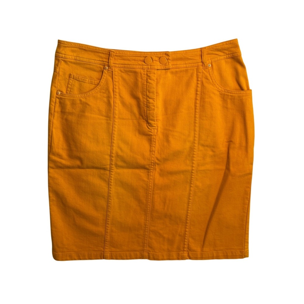 Paul‎ Brial Orange Denim Pencil Skirt Size 4 Marigold Paneled Streetwear Mini